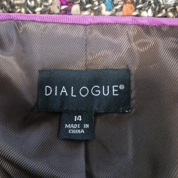 Dialogue SZ 14 Tweed Jacket Long Sleeve Button Front Brown/Green/Burgundy/Cream - Picture 2 of 16